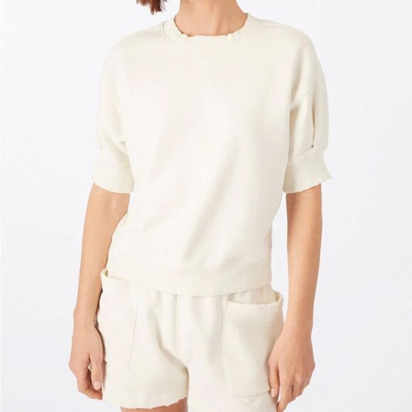AMO Eileen Sweatshirt Size Small Color Eggshell Neutral Athletic Sporty - Picture 1 of 9